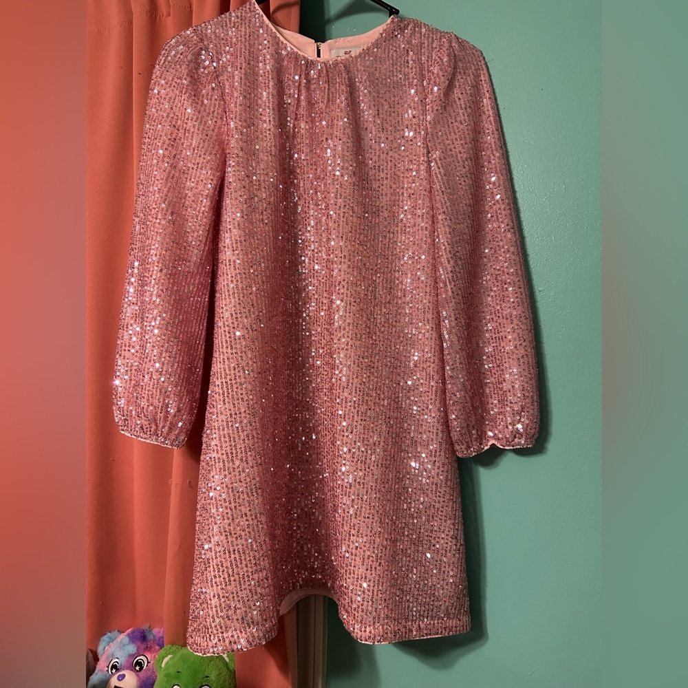 Vineyard Vines Pink Sequin Long Sleeve Dress